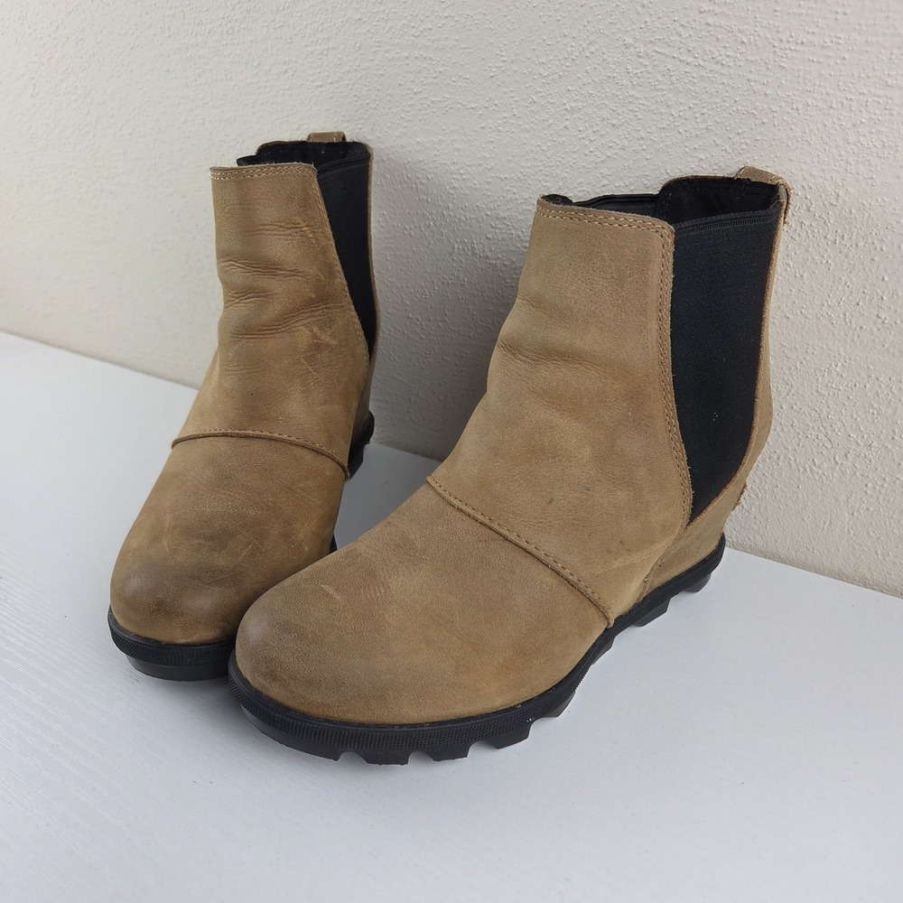 Sorel Boots Womens 6.5 Joan of Arctic Wedge II‎ Chelsea Bootie NL3493-286 Brown